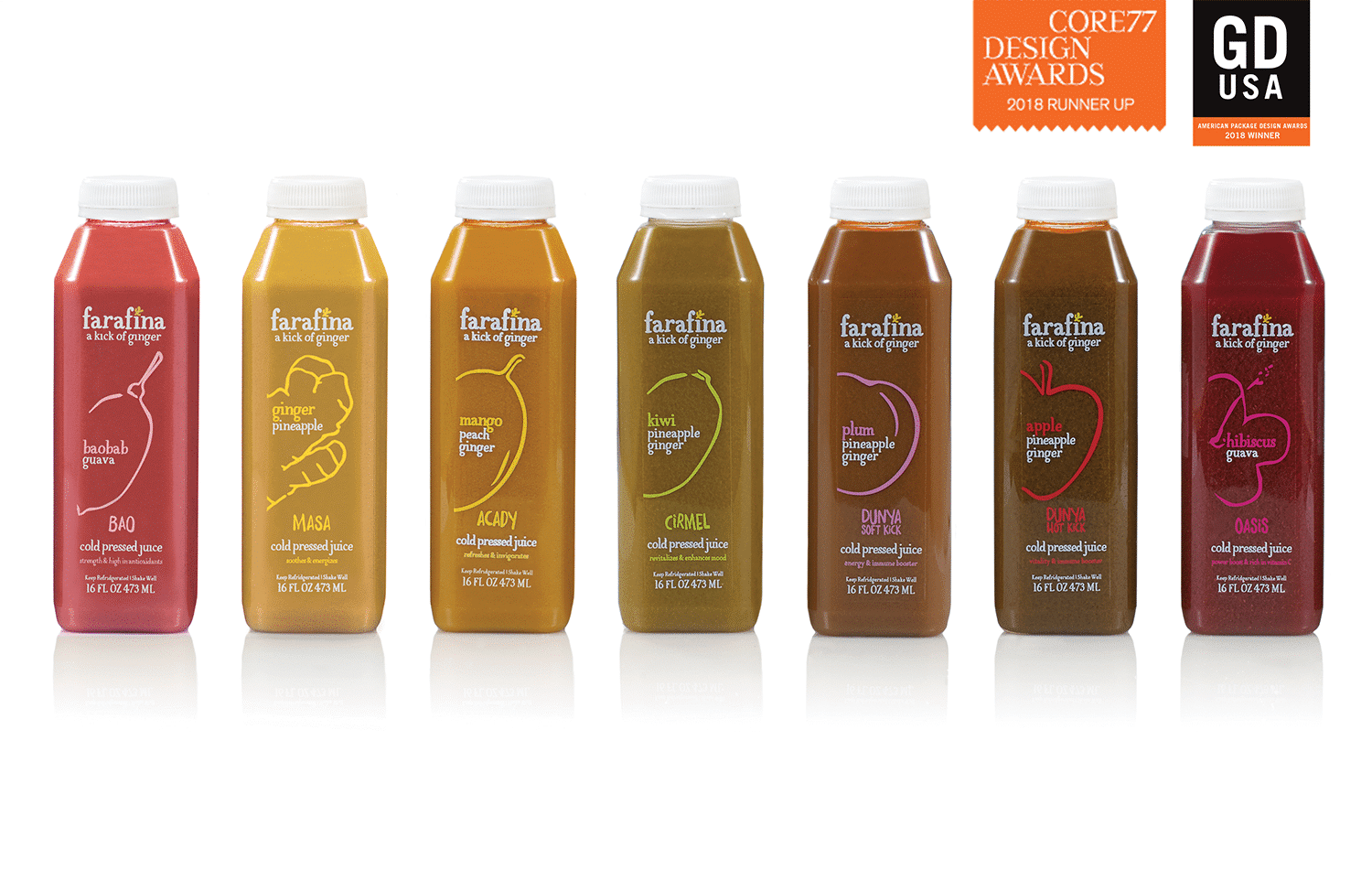 Won a packaging competition: Core 77 Package Design Award for Farafina juices