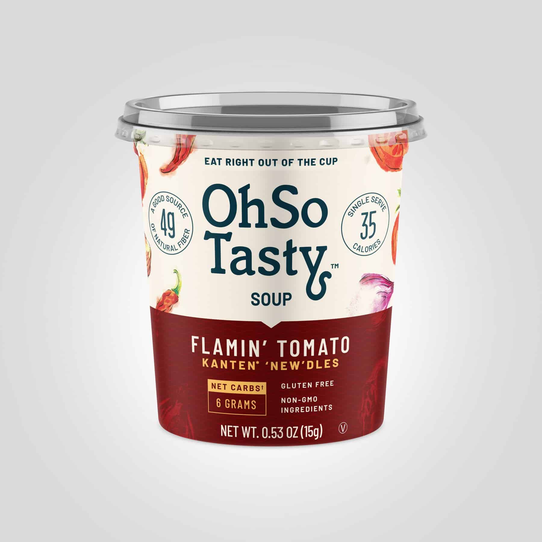 OhSo Tasty 3D mockup of the brand’s packaging, providing strong product images with a dark red label.