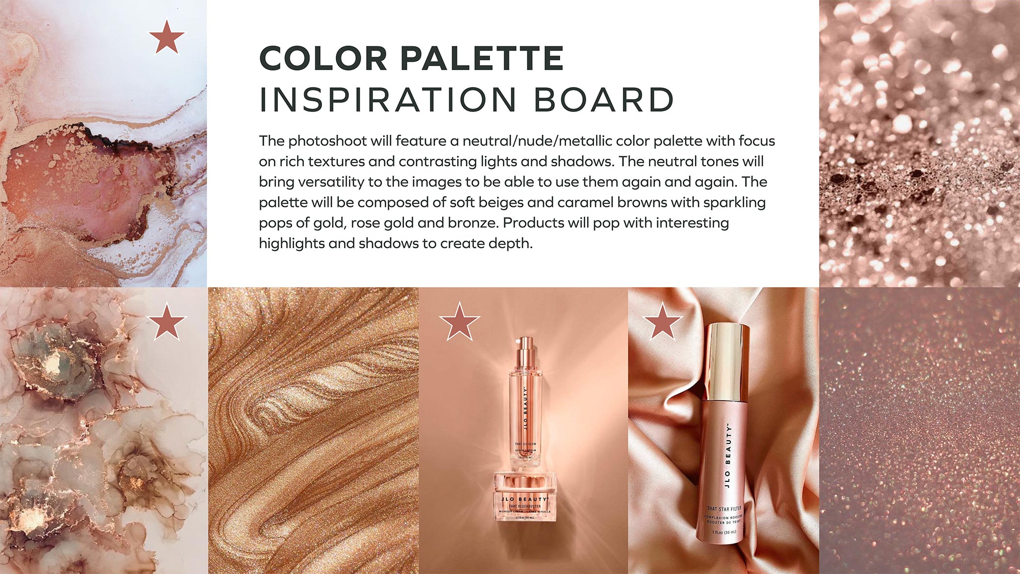 CTRL Cosmetics color palette inspiration board showcasing tones, textures and images.