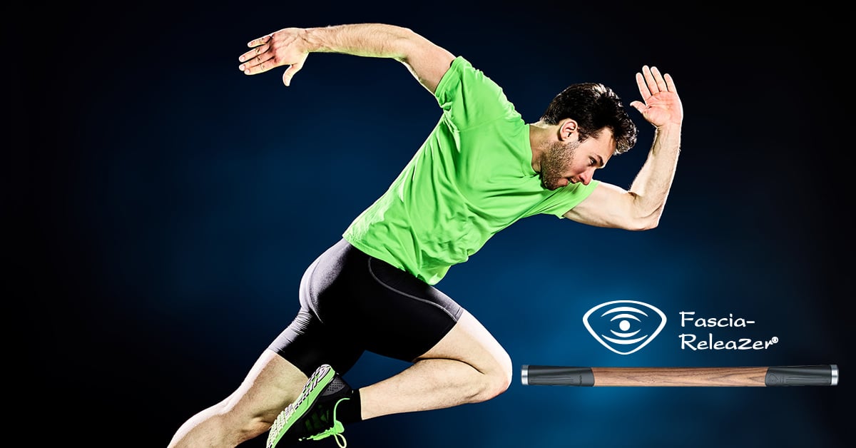 Beurer Facebook ad design of a man running in motion wearing a bold neon green shirt against a dark background.