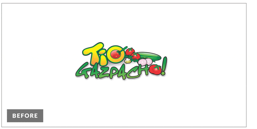 Tio Gazpacho before and after redesign logos featured in gif format.