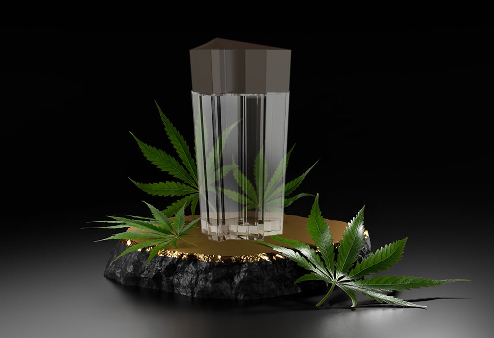 US Virgin Islands company, FireGarden's product design custom cannabis with the top cap in the shape of a pot leaf.