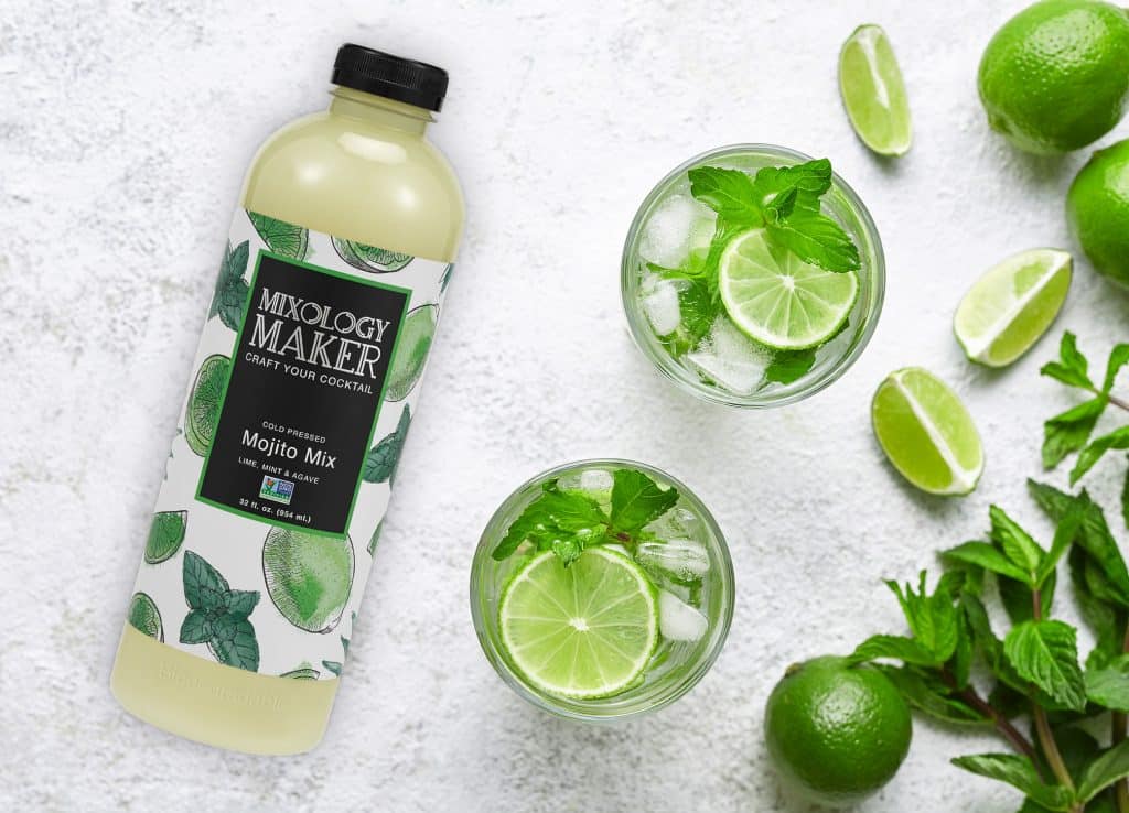 Launching Your Food-Based Business, Mixology Maker, showcasing mojito beverage package design with cut lime as decoration.