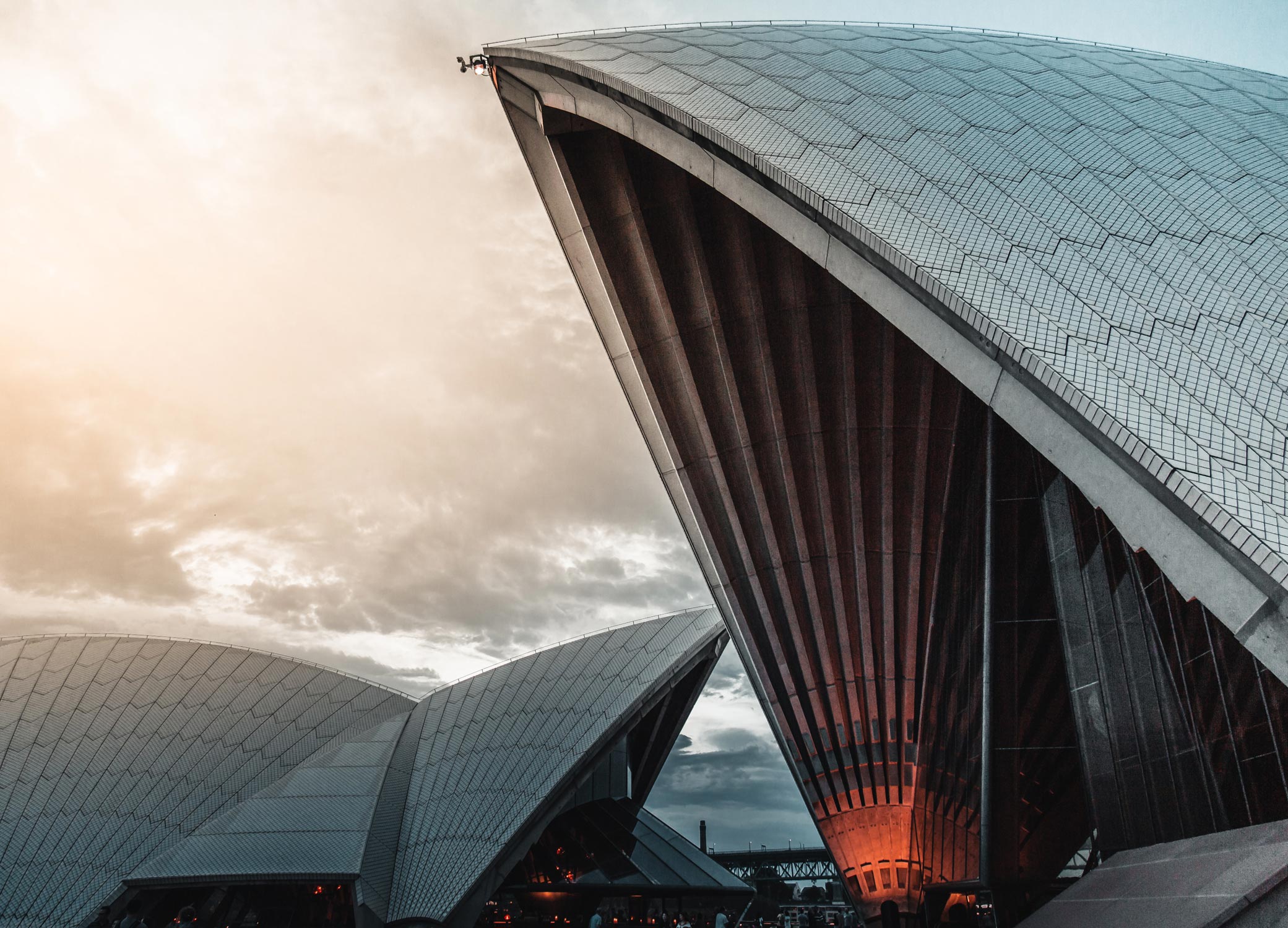 Small business logo design located in Sydney Australia, showing an up close view of the Opera House.