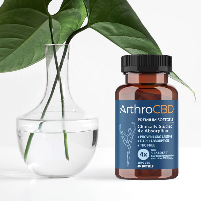 Arthro CBD label design targets pain and mobility struggles in an older audience by highlighting mobility and emphasizing the benefits of the product. 